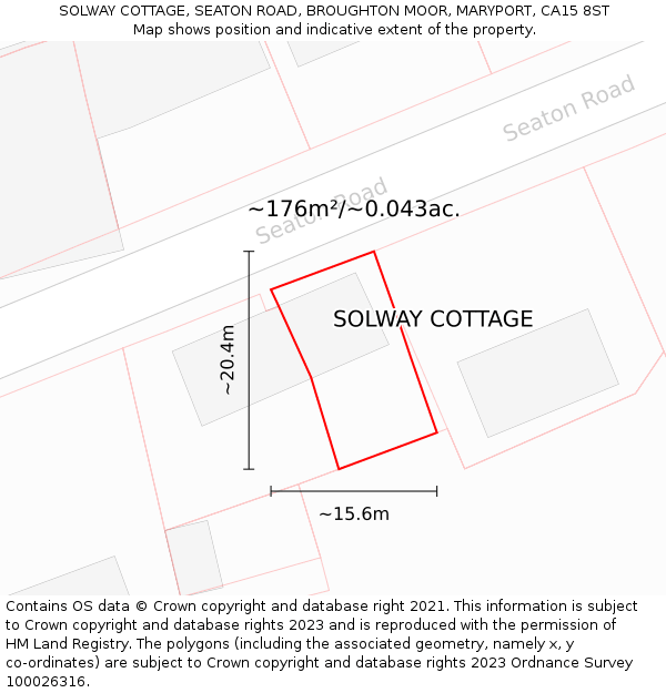 SOLWAY COTTAGE, SEATON ROAD, BROUGHTON MOOR, MARYPORT, CA15 8ST: Plot and title map