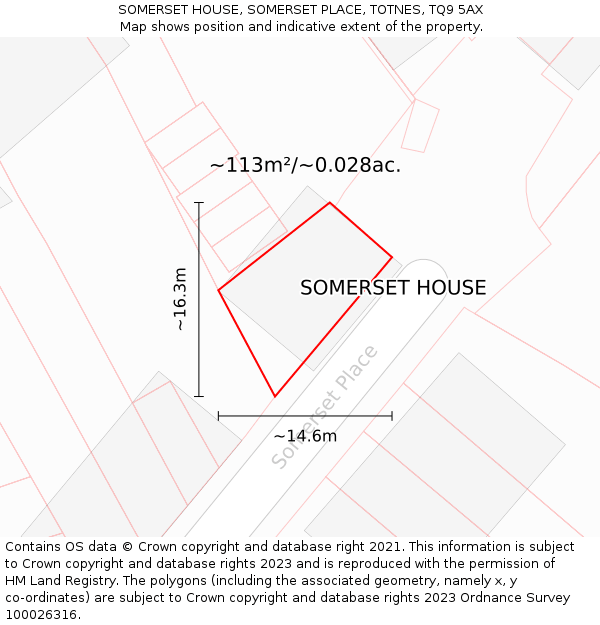 SOMERSET HOUSE, SOMERSET PLACE, TOTNES, TQ9 5AX: Plot and title map