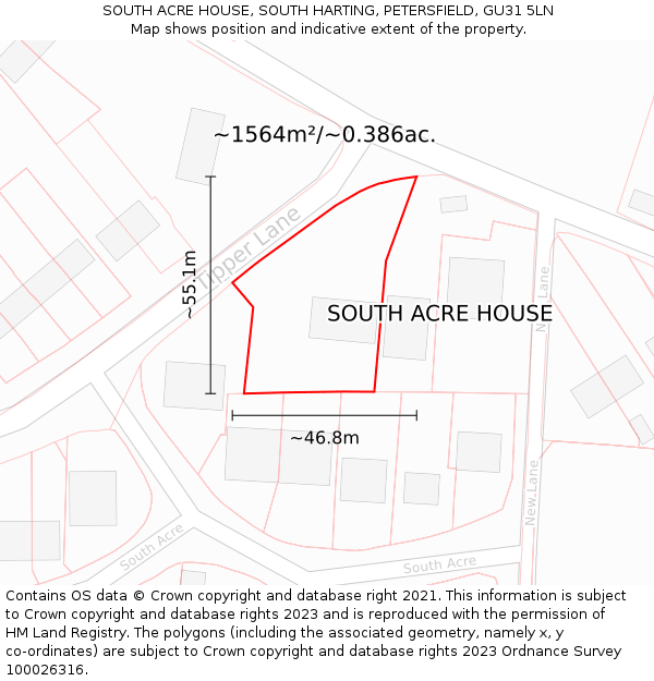 SOUTH ACRE HOUSE, SOUTH HARTING, PETERSFIELD, GU31 5LN: Plot and title map