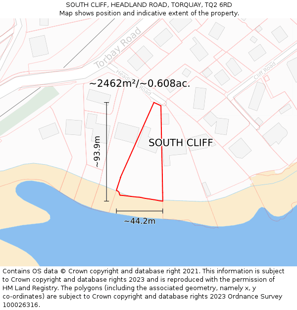 SOUTH CLIFF, HEADLAND ROAD, TORQUAY, TQ2 6RD: Plot and title map
