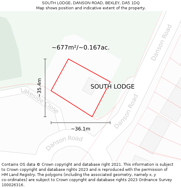 SOUTH LODGE, DANSON ROAD, BEXLEY, DA5 1DQ: Plot and title map