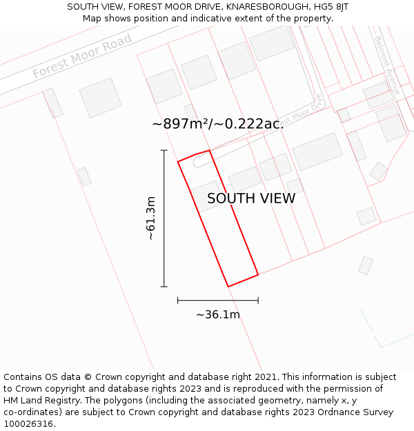 SOUTH VIEW, FOREST MOOR DRIVE, KNARESBOROUGH, HG5 8JT: Plot and title map