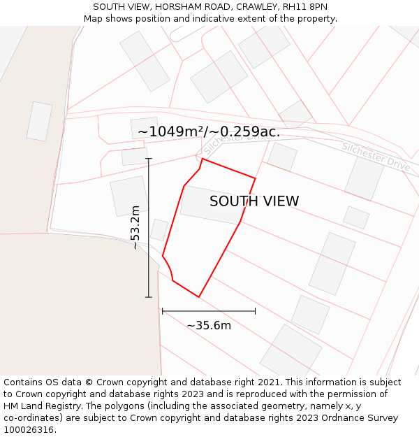 SOUTH VIEW, HORSHAM ROAD, CRAWLEY, RH11 8PN: Plot and title map