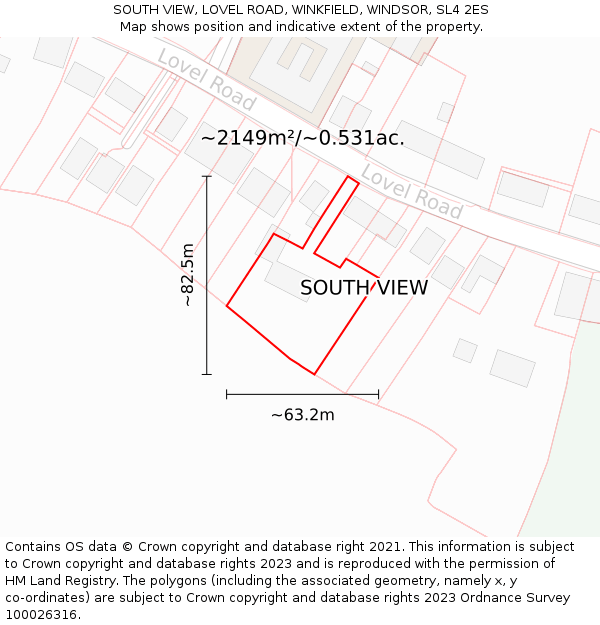 SOUTH VIEW, LOVEL ROAD, WINKFIELD, WINDSOR, SL4 2ES: Plot and title map