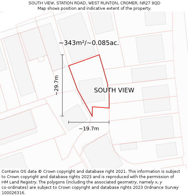 SOUTH VIEW, STATION ROAD, WEST RUNTON, CROMER, NR27 9QD: Plot and title map