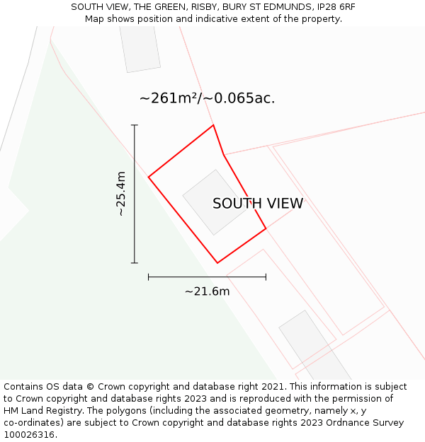 SOUTH VIEW, THE GREEN, RISBY, BURY ST EDMUNDS, IP28 6RF: Plot and title map