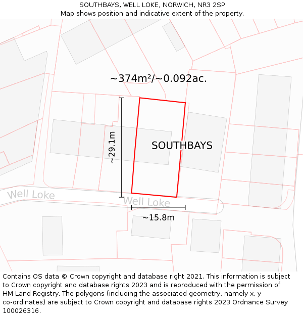 SOUTHBAYS, WELL LOKE, NORWICH, NR3 2SP: Plot and title map