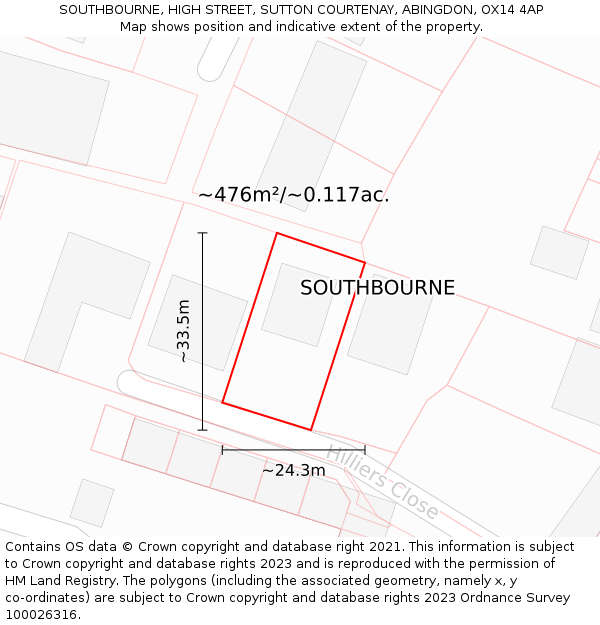 SOUTHBOURNE, HIGH STREET, SUTTON COURTENAY, ABINGDON, OX14 4AP: Plot and title map