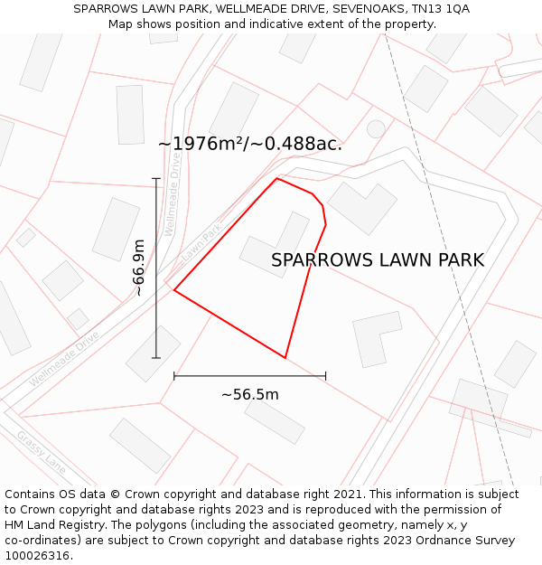 SPARROWS LAWN PARK, WELLMEADE DRIVE, SEVENOAKS, TN13 1QA: Plot and title map