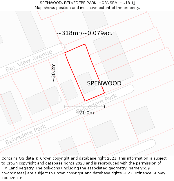 SPENWOOD, BELVEDERE PARK, HORNSEA, HU18 1JJ: Plot and title map