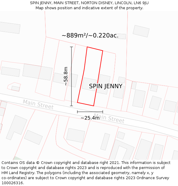 SPIN JENNY, MAIN STREET, NORTON DISNEY, LINCOLN, LN6 9JU: Plot and title map