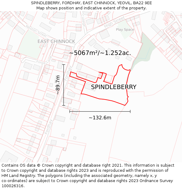 SPINDLEBERRY, FORDHAY, EAST CHINNOCK, YEOVIL, BA22 9EE: Plot and title map