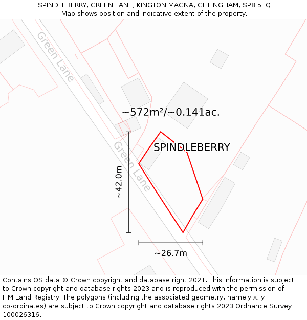 SPINDLEBERRY, GREEN LANE, KINGTON MAGNA, GILLINGHAM, SP8 5EQ: Plot and title map