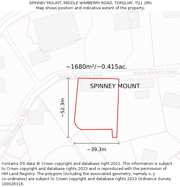 SPINNEY MOUNT, MIDDLE WARBERRY ROAD, TORQUAY, TQ1 1RN: Plot and title map
