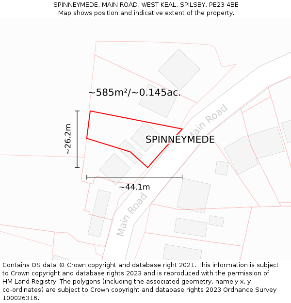 SPINNEYMEDE, MAIN ROAD, WEST KEAL, SPILSBY, PE23 4BE: Plot and title map