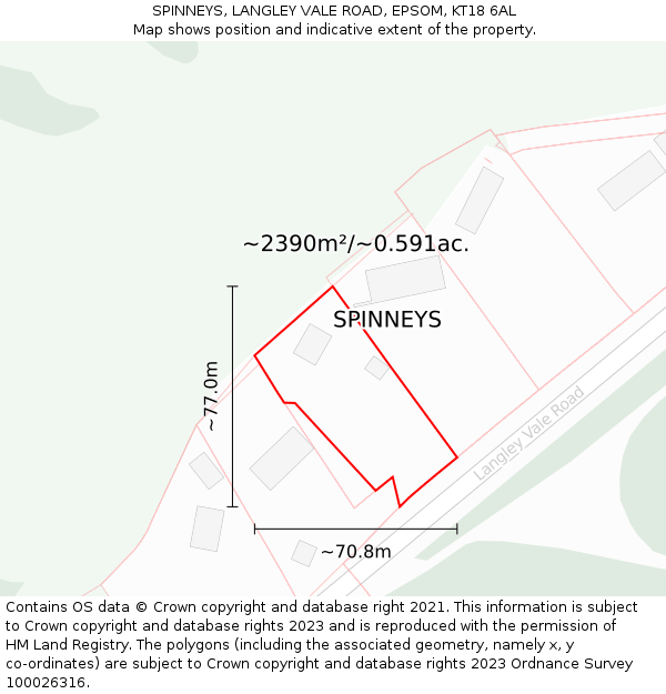 SPINNEYS, LANGLEY VALE ROAD, EPSOM, KT18 6AL: Plot and title map