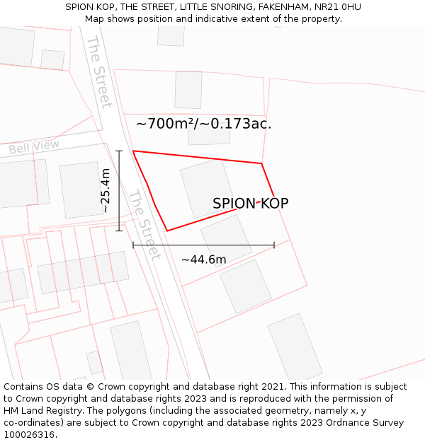 SPION KOP, THE STREET, LITTLE SNORING, FAKENHAM, NR21 0HU: Plot and title map