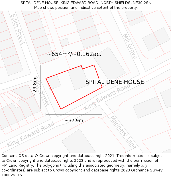 SPITAL DENE HOUSE, KING EDWARD ROAD, NORTH SHIELDS, NE30 2SN: Plot and title map