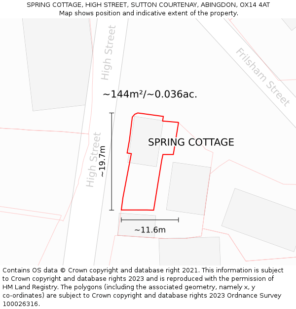 SPRING COTTAGE, HIGH STREET, SUTTON COURTENAY, ABINGDON, OX14 4AT: Plot and title map