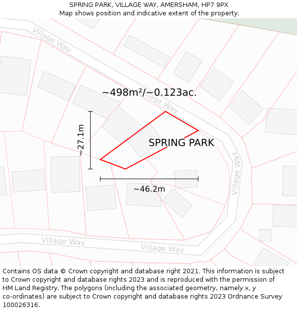 SPRING PARK, VILLAGE WAY, AMERSHAM, HP7 9PX: Plot and title map