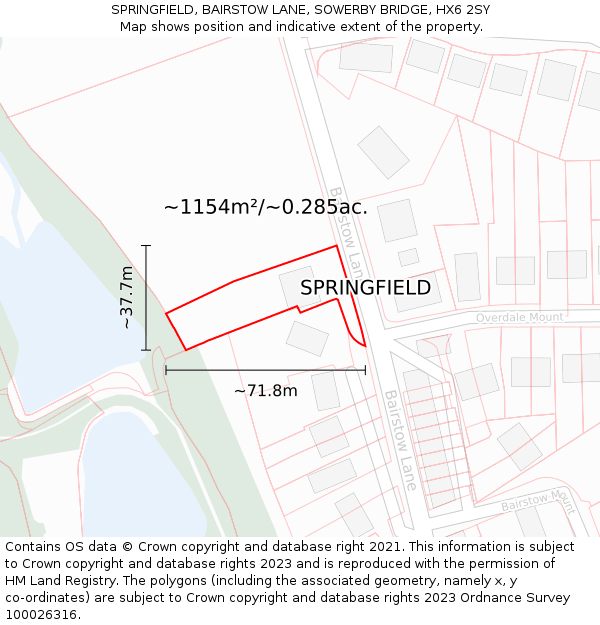 SPRINGFIELD, BAIRSTOW LANE, SOWERBY BRIDGE, HX6 2SY: Plot and title map