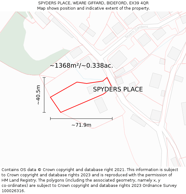 SPYDERS PLACE, WEARE GIFFARD, BIDEFORD, EX39 4QR: Plot and title map