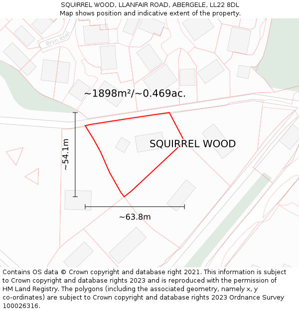 SQUIRREL WOOD, LLANFAIR ROAD, ABERGELE, LL22 8DL: Plot and title map