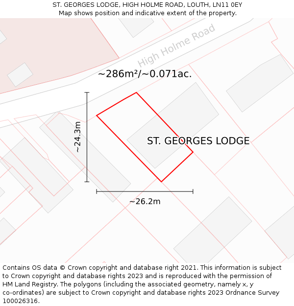 ST. GEORGES LODGE, HIGH HOLME ROAD, LOUTH, LN11 0EY: Plot and title map