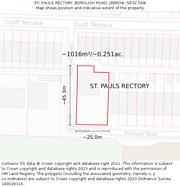 ST. PAULS RECTORY, BOROUGH ROAD, JARROW, NE32 5XW: Plot and title map