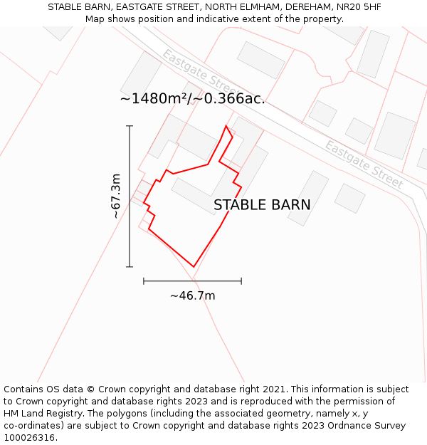 STABLE BARN, EASTGATE STREET, NORTH ELMHAM, DEREHAM, NR20 5HF: Plot and title map