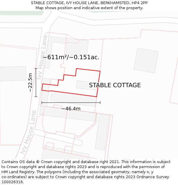 STABLE COTTAGE, IVY HOUSE LANE, BERKHAMSTED, HP4 2PP: Plot and title map