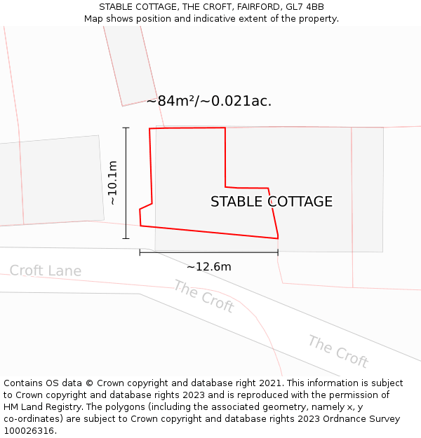 STABLE COTTAGE, THE CROFT, FAIRFORD, GL7 4BB: Plot and title map