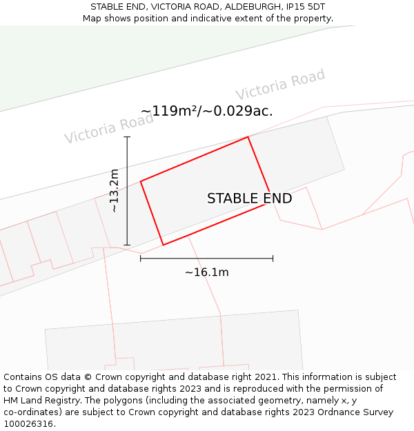 STABLE END, VICTORIA ROAD, ALDEBURGH, IP15 5DT: Plot and title map