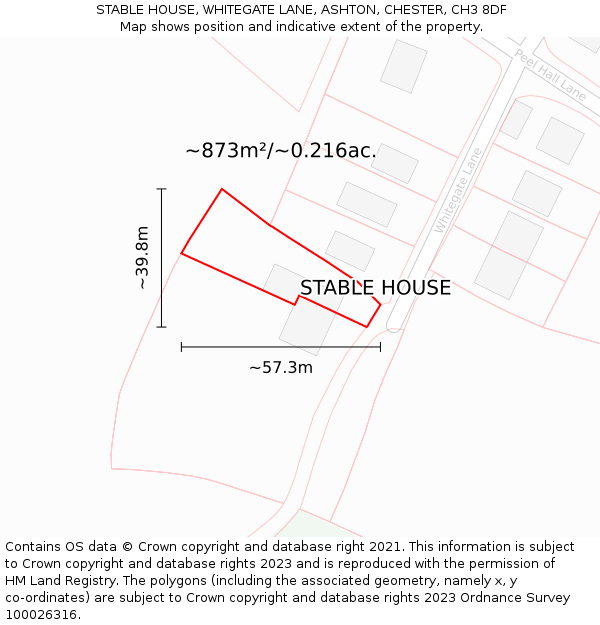 STABLE HOUSE, WHITEGATE LANE, ASHTON, CHESTER, CH3 8DF: Plot and title map