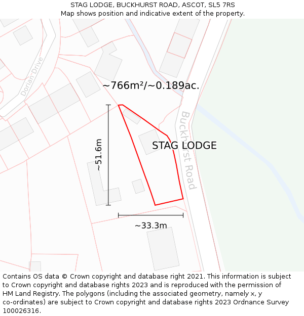 STAG LODGE, BUCKHURST ROAD, ASCOT, SL5 7RS: Plot and title map