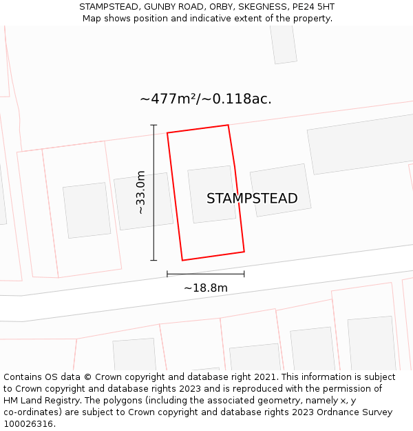 STAMPSTEAD, GUNBY ROAD, ORBY, SKEGNESS, PE24 5HT: Plot and title map