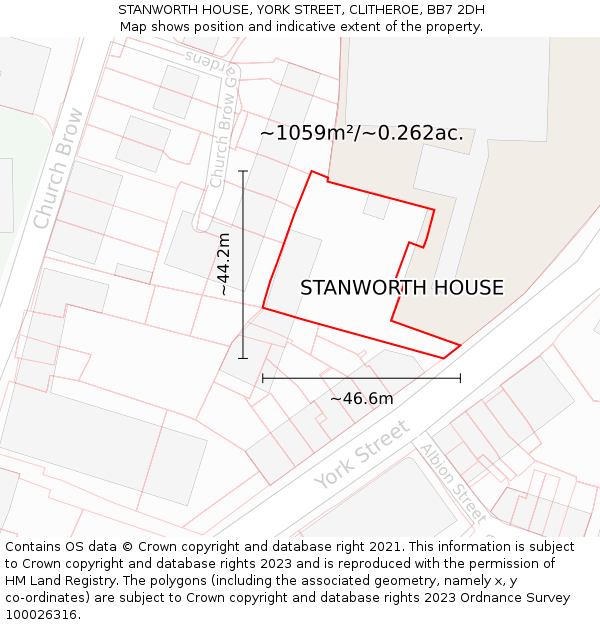 STANWORTH HOUSE, YORK STREET, CLITHEROE, BB7 2DH: Plot and title map