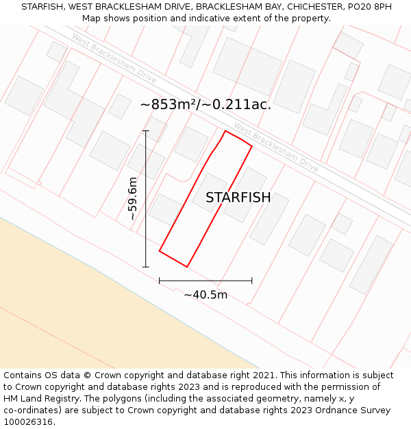 STARFISH, WEST BRACKLESHAM DRIVE, BRACKLESHAM BAY, CHICHESTER, PO20 8PH: Plot and title map