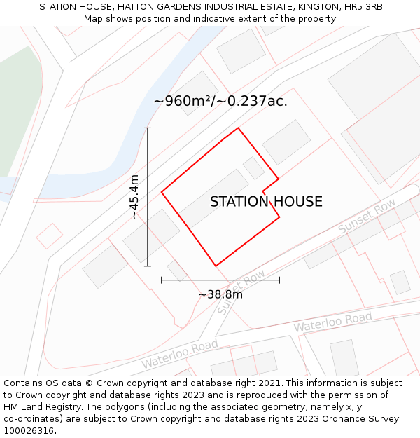 STATION HOUSE, HATTON GARDENS INDUSTRIAL ESTATE, KINGTON, HR5 3RB: Plot and title map