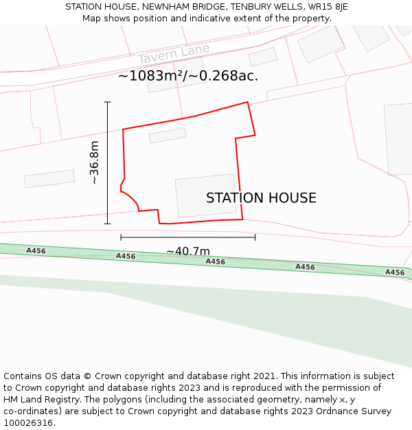 STATION HOUSE, NEWNHAM BRIDGE, TENBURY WELLS, WR15 8JE: Plot and title map