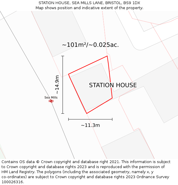 STATION HOUSE, SEA MILLS LANE, BRISTOL, BS9 1DX: Plot and title map