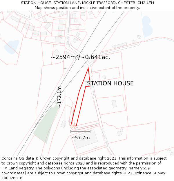 STATION HOUSE, STATION LANE, MICKLE TRAFFORD, CHESTER, CH2 4EH: Plot and title map