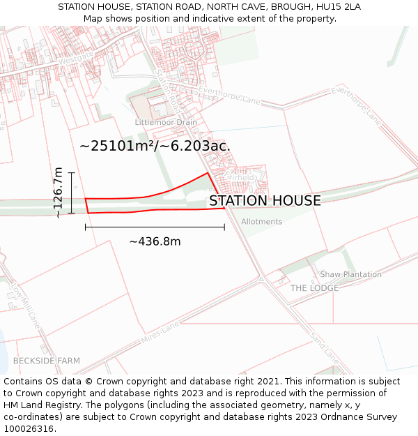 STATION HOUSE, STATION ROAD, NORTH CAVE, BROUGH, HU15 2LA: Plot and title map
