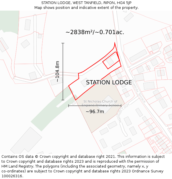 STATION LODGE, WEST TANFIELD, RIPON, HG4 5JP: Plot and title map