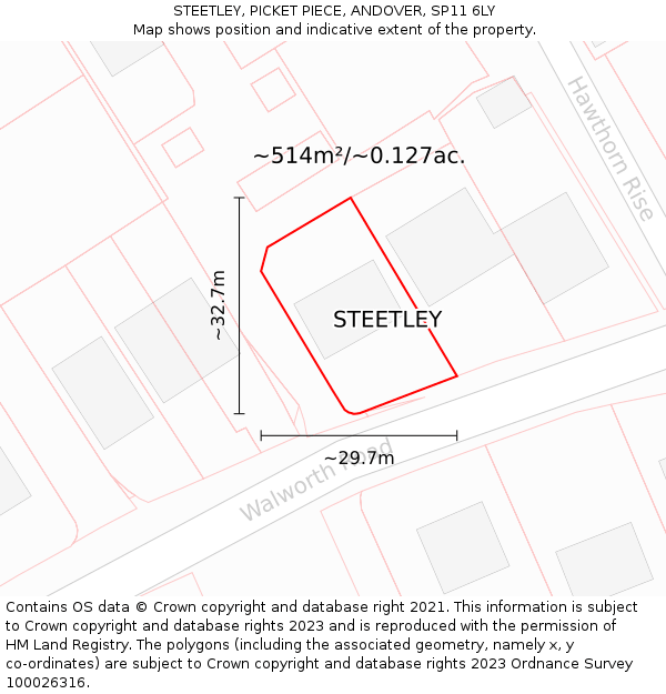 STEETLEY, PICKET PIECE, ANDOVER, SP11 6LY: Plot and title map