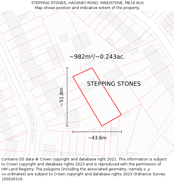 STEPPING STONES, HACKNEY ROAD, MAIDSTONE, ME16 8LN: Plot and title map