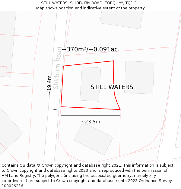 STILL WATERS, SHIRBURN ROAD, TORQUAY, TQ1 3JH: Plot and title map