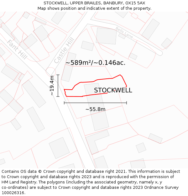 STOCKWELL, UPPER BRAILES, BANBURY, OX15 5AX: Plot and title map