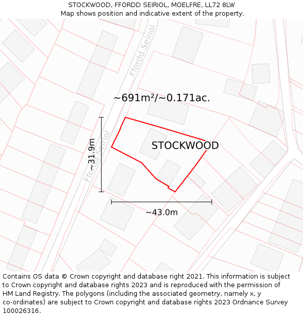 STOCKWOOD, FFORDD SEIRIOL, MOELFRE, LL72 8LW: Plot and title map