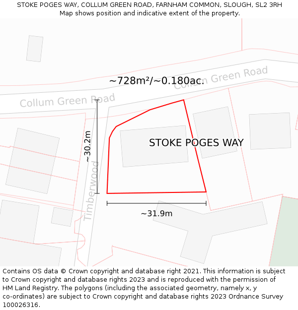 STOKE POGES WAY, COLLUM GREEN ROAD, FARNHAM COMMON, SLOUGH, SL2 3RH: Plot and title map